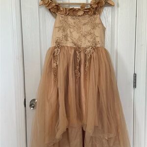 Girls Elegant Gold/ Tan / Nude  Formal Dress Trish scully nwt girls 10